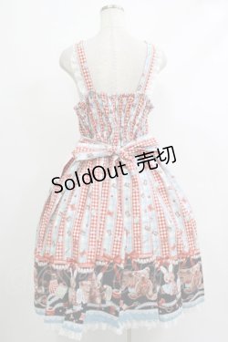 画像3: metamorphose / 【プラスサイズ】Happy Sewing Time フリルジャンパースカート+ヘッドドレスセット プラスサイズ サックス赤系(Saxe Blue/Red) H-25-10-10-013-ME-OP-NS-ZH