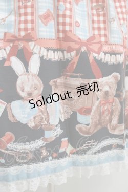 画像4: metamorphose / 【プラスサイズ】Happy Sewing Time フリルジャンパースカート+ヘッドドレスセット プラスサイズ サックス赤系(Saxe Blue/Red) H-25-10-10-013-ME-OP-NS-ZH