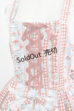 画像5: metamorphose / 【プラスサイズ】Happy Sewing Time フリルジャンパースカート+ヘッドドレスセット プラスサイズ サックス赤系(Saxe Blue/Red) H-25-10-10-013-ME-OP-NS-ZH