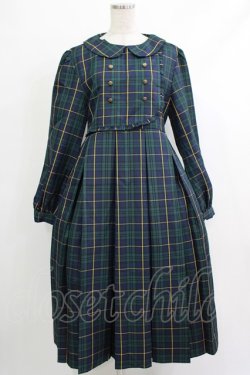 画像1: FLC / MINA*タータンチェックワンピース LL ネイビー H-25-10-10-014-LO-OP-NS-ZH