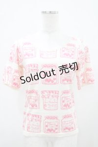 Emily Temple cute / ジャム瓶カットソー  オフ×ピンク H-25-10-11-001-ET-TO-KB-ZH