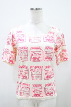 画像1: Emily Temple cute / ジャム瓶カットソー  オフ×ピンク H-25-10-11-001-ET-TO-KB-ZH