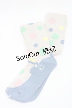 画像1: Emily Temple cute / マルチカラードットオーバーニーソックス  ブルー H-25-10-11-037-ET-ZA-KB-ZH
