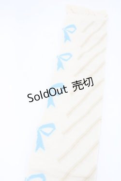 画像2: Emily Temple cute / リボン＆ななめストライプオーバーニーソックス  ブルー×ゴールド H-25-10-11-038-ET-ZA-KB-ZH