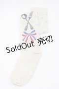 Emily Temple cute / カトラリーリボンオーバーニーソックス  オフ×サックスドット H-25-10-11-041-ET-ZA-KB-ZH