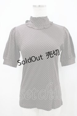 画像1: Emily Temple cute / バックリボンハイネックドットカットソー  チャ H-25-10-11-012-ET-TO-KB-ZH