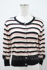 Emily Temple cute / リボンボーダーカーディガン  ピンク H-25-10-11-015-ET-TO-KB-ZH