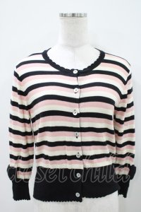 Emily Temple cute / リボンボーダーカーディガン  ピンク H-25-10-11-015-ET-TO-KB-ZH