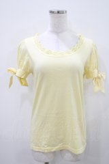Emily Temple cute / リボンパフカットソー  イエロー H-25-10-11-016-ET-TO-KB-ZH