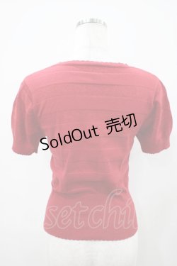 画像2: Emily Temple cute / ラメボーダー半袖カーデ  レッド H-25-10-11-029-ET-TO-KB-ZH