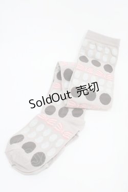 画像1: Emily Temple cute / ドットリボンオーバーニーソックス  オフグレー H-25-10-12-001-ET-ZA-KB-ZH