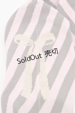 画像2: Emily Temple cute / バックリボンななめストライプオーバーニーソックス  ピンク×グレー H-25-10-12-005-ET-ZA-KB-ZH