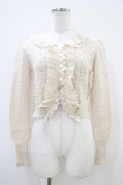 画像1: Emily Temple cute / 透かし編みモヘヤニットボレロカーディガン  アイボリー H-25-10-12-045-ET-TO-KB-ZH