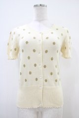 Emily Temple cute / ラメ水玉ニットカーディガン  オフ H-25-10-12-046-ET-TO-KB-ZH
