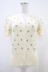 Emily Temple cute / ラメ水玉ニットカーディガン  オフ H-25-10-12-046-ET-TO-KB-ZH