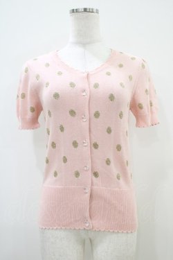 画像1: Emily Temple cute / ラメ水玉ニットカーディガン  ピンク H-25-10-12-049-ET-TO-KB-ZH