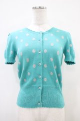 Emily Temple cute / ラメ水玉ニットカーディガン  グリーン H-25-10-12-054-ET-TO-KB-ZH