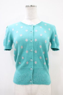 画像1: Emily Temple cute / ラメ水玉ニットカーディガン  グリーン H-25-10-12-054-ET-TO-KB-ZH