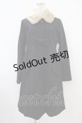 Emily Temple cute / バンビファー衿メルトンコート  ブラック H-25-10-12-057-ET-CO-KB-ZH