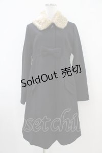 Emily Temple cute / バンビファー衿メルトンコート  ブラック H-25-10-12-057-ET-CO-KB-ZH