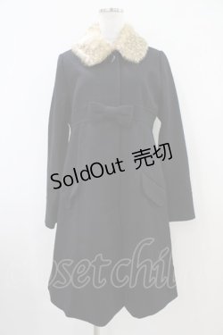 画像1: Emily Temple cute / バンビファー衿メルトンコート  ブラック H-25-10-12-057-ET-CO-KB-ZH