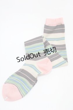 画像1: Emily Temple cute / マルチカラーボーダーニーソックス   H-25-10-12-009-ET-ZA-KB-ZH
