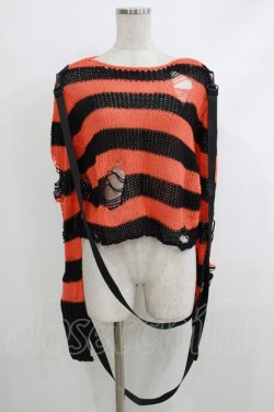 画像1: KILL STAR / Creep N Sleep Knit Sweater XS 黒×オレンジ H-25-10-12-1058-SL-TO-KB-ZH