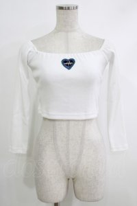 MORPH8NE / Berry off shoulder ribbed crop top  ホワイト H-25-10-12-1070-PU-TO-KB-ZH