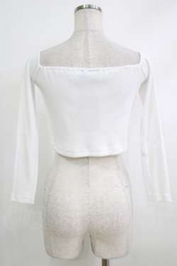 画像3: MORPH8NE / Berry off shoulder ribbed crop top  ホワイト H-25-10-12-1070-PU-TO-KB-ZH