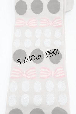 画像2: Emily Temple cute / ドットリボンオーバーニーソックス  オフグレー H-25-10-12-001-ET-ZA-KB-ZH