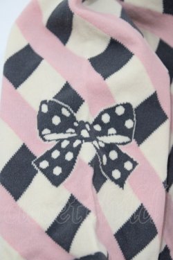 画像2: Emily Temple cute / ドットリボンカラーチェックオーバーニーソックス  グレー×ピンク H-25-10-12-002-ET-ZA-KB-ZH