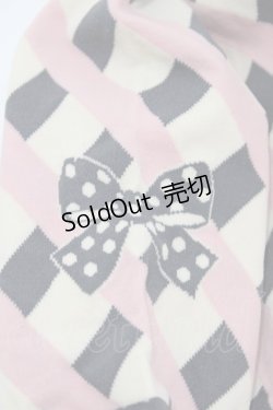 画像2: Emily Temple cute / ドットリボンカラーチェックオーバーニーソックス  グレー×ピンク H-25-10-12-002-ET-ZA-KB-ZH