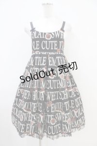 Emily Temple cute / ロゴ&チョコプリントノースリーブワンピース  ブラック H-25-10-12-019-ET-OP-KB-ZH