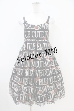 画像1: Emily Temple cute / ロゴ&チョコプリントノースリーブワンピース  ブラック H-25-10-12-019-ET-OP-KB-ZH