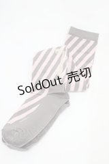 Emily Temple cute / バックリボンななめストライプオーバーニーソックス  ピンク×グレー H-25-10-12-005-ET-ZA-KB-ZH