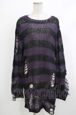 画像1: KILL STAR / Graph Knit Sweater XS ブラック×パープル H-25-10-13-1035-SL-TO-KB-ZH