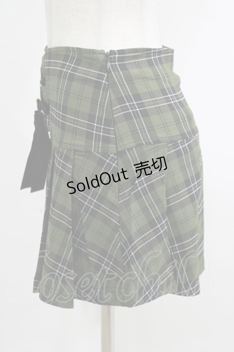 画像2: KILL STAR / Dark Canopy Pleated Skirt XS グリーン H-25-10-13-1015-SL-SK-KB-ZY (2)