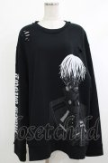 QOOZA / 東京喰種×QOOZA金木研 ダメージスウェット  ブラック H-25-10-13-1019-PU-TO-KB-ZH