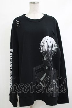 画像1: QOOZA / 東京喰種×QOOZA金木研 ダメージスウェット  ブラック H-25-10-13-1019-PU-TO-KB-ZH