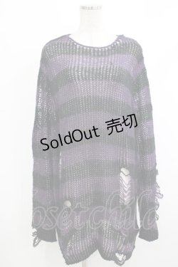 画像1: KILL STAR / Graph Knit Sweater S ブラック×パープル H-25-10-13-1021-SL-TO-KB-ZS