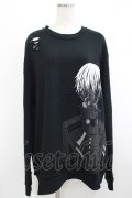 QOOZA / 東京喰種×QOOZA金木研 ダメージスウェット  ブラック H-25-10-13-1022-PU-TO-KB-ZH