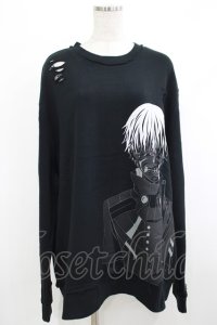 QOOZA / 東京喰種×QOOZA金木研 ダメージスウェット  ブラック H-25-10-13-1022-PU-TO-KB-ZY