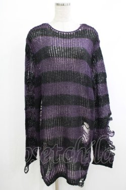 画像1: KILL STAR / Graph Knit Sweater S ブラック×パープル H-25-10-13-1024-SL-TO-KB-ZH