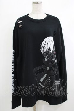 画像1: QOOZA / 東京喰種×QOOZA金木研 ダメージスウェット  ブラック H-25-10-13-1025-PU-TO-KB-ZH