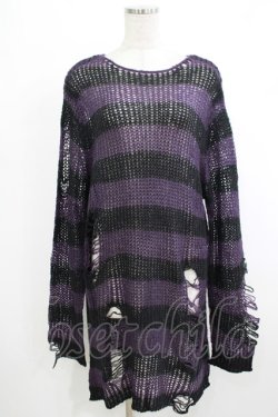 画像1: KILL STAR / Graph Knit Sweater S ブラック×パープル H-25-10-13-1027-SL-TO-KB-ZH