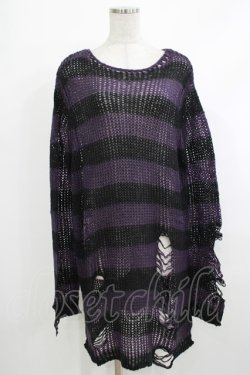 画像1: KILL STAR / Graph Knit Sweater S ブラック×パープル H-25-10-13-1030-SL-TO-KB-ZH