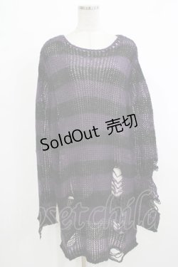 画像1: KILL STAR / Graph Knit Sweater S ブラック×パープル H-25-10-13-1030-SL-TO-KB-ZH