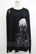 QOOZA / 東京喰種×QOOZA金木研 ダメージスウェット  ブラック H-25-10-13-1031-PU-TO-KB-ZH