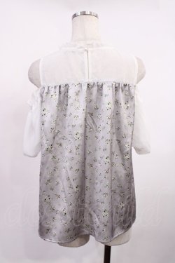画像2: axes femme POETIQUE / チャイナボタンバイカラーブラウス M オフ/ラベンダー H-25-10-13-030-AX-BL-NS-ZH