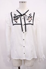 axes femme / チェス刺繍ハイネックブラウス M オフ H-25-10-13-031-AX-BL-NS-ZH